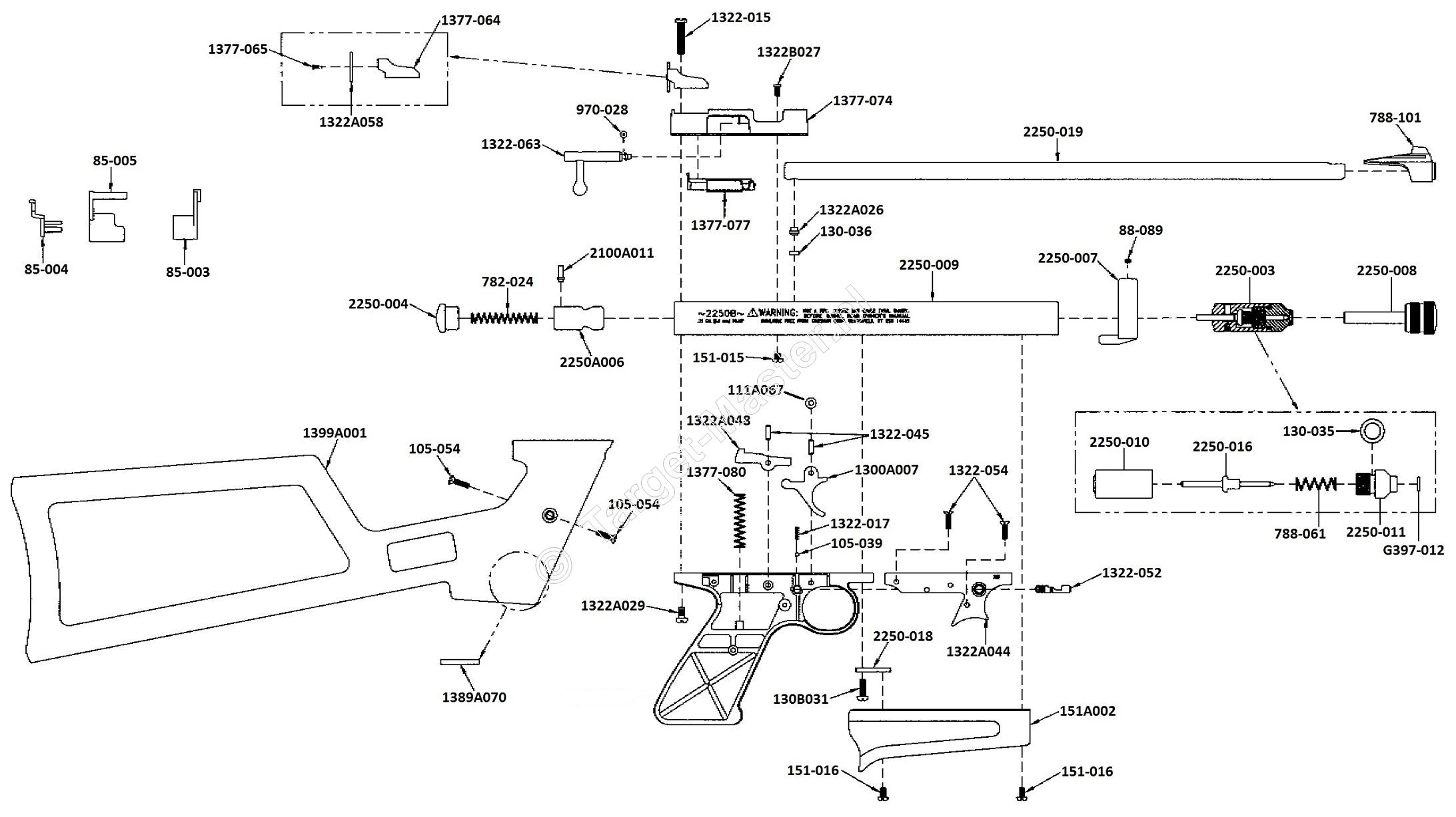 2250B, Onderdeeltekening Crosman 2250B